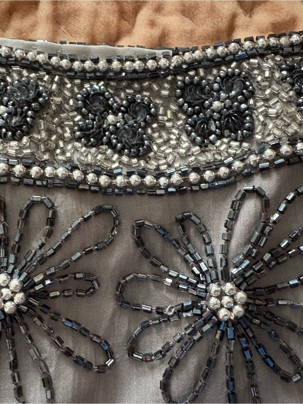 Papell Boutique Evening Black Silver Beaded Long Slip Dress